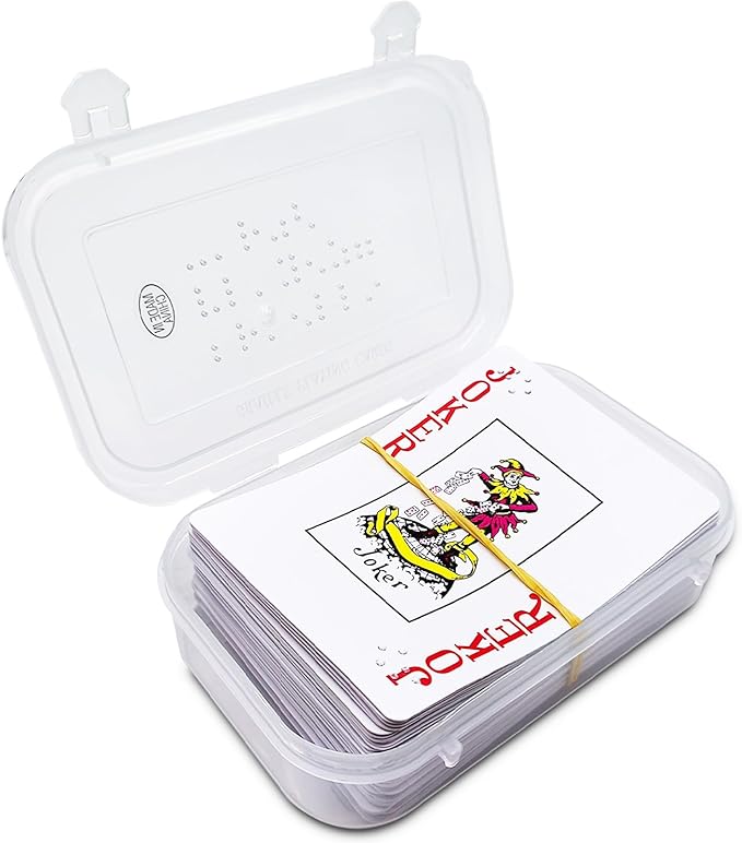 Braille Playing Cards,Large Print Tactile Poker Cards for Blind People, Braille Poker with Large Print & Raised Dots for Seniors & Visually Impaired