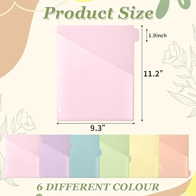 Epakh 24 Pcs Binder Dividers for 3 Rings Binders Index Dividers with Two Clear Pockets Plastics Sheets Protectors with Tab Labels for School Office Organization (Macaron)