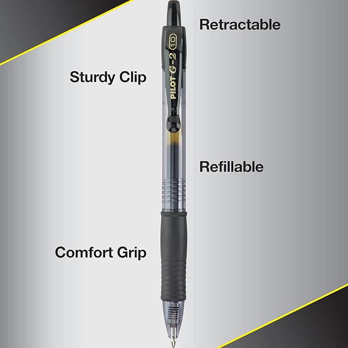 Pilot G2 Premium Gel Pens, Black Pens, Bold Point 1 mm, 4 Black