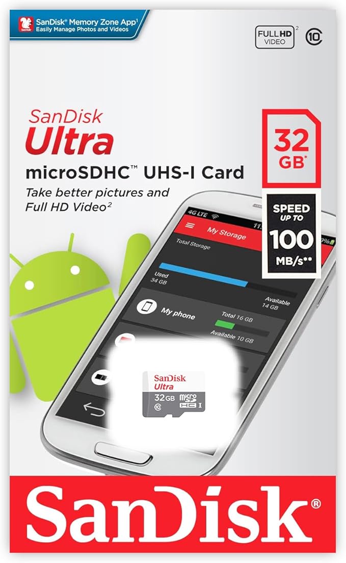 SanDisk Ultra 32GB UHS-I/Class 10 Micro SDHC Memory Card With Adapter - SDSDQUAN-032G-G4A