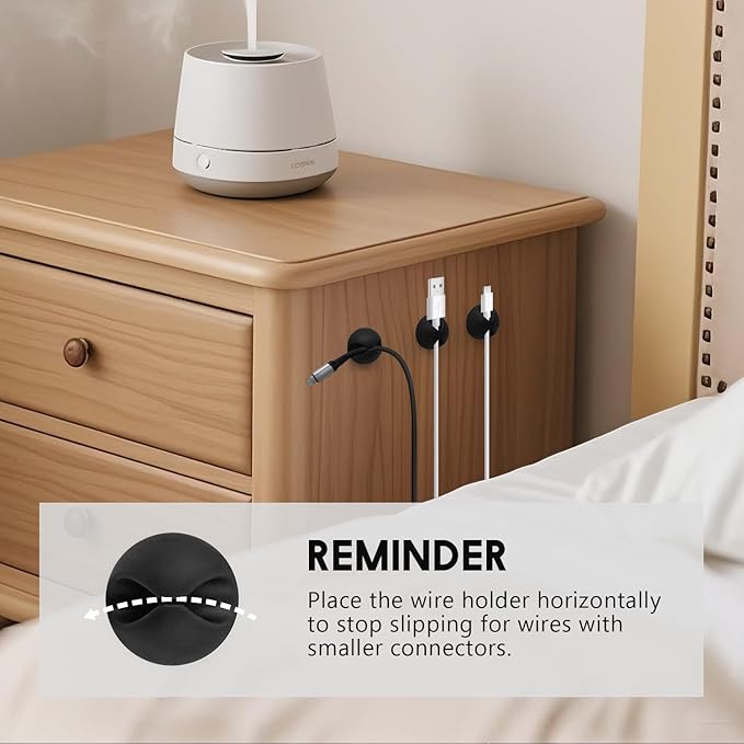 Black Cable Clips 9 PCS, Adhesive Cable Organizer Phone Charging Cord Holder, Wire Organizer for Desk