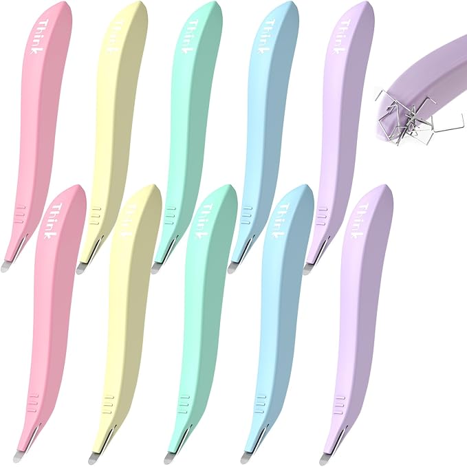 THINKLEARN 10 PCS Magnetic Staple Remover Tool Bulk- Professional Multicolored Staple Puller Staple Remover Stick with Ergonomic Grip for Quick & Effortless Removal, for Office, School, Home Use