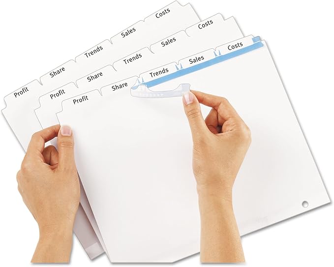 Print and Apply Index Maker Clear Label Dividers, 5-Tab, White Tabs, 11 x 8.5, White, 5 Sets