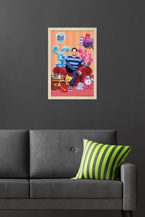 Nickelodeon Blue's Clues - Group Wall Poster, 22.4L" x 14.7W", Blonde Framed Version