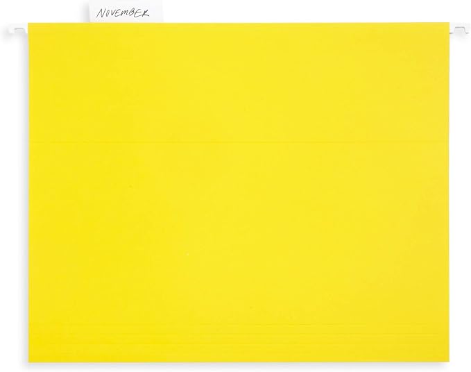 Blue Summit Hanging File Folders, Letter Size, Yellow, Great for Organizing and Easy File Storage, 50 Per Box