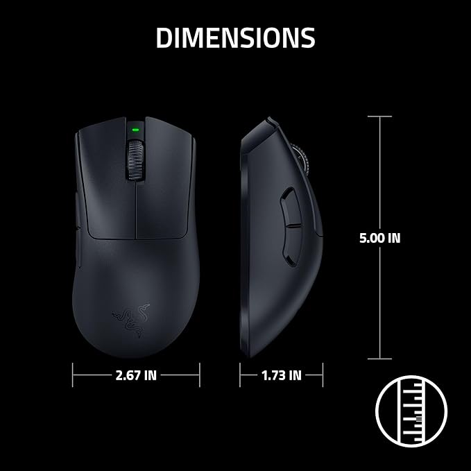 Razer DeathAdder V3 Pro Gaming Mouse: 63g Ultra Lightweight - Focus Pro 30K Optical Sensor - Fast Optical Switches Gen-3 - HyperSpeed Wireless - 5 Programmable Buttons - 90 Hr Battery - Black