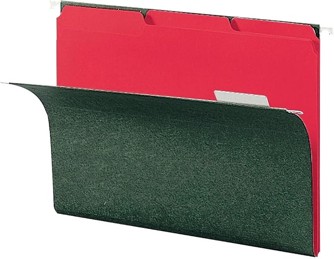 Smead Interior File Folder, 1/3-Cut Tab, Letter Size, Red, 100 per Box, Expandable File Folders for Filing Cabinet