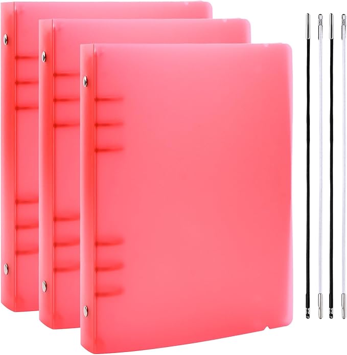 BAOFALI 3Pcs /Set A5 6 Ring Binder Cover Clean Transparent Soft PVC for Refillable Notebook Shell withMatte surfaceforStamp & Die Storage (Red)