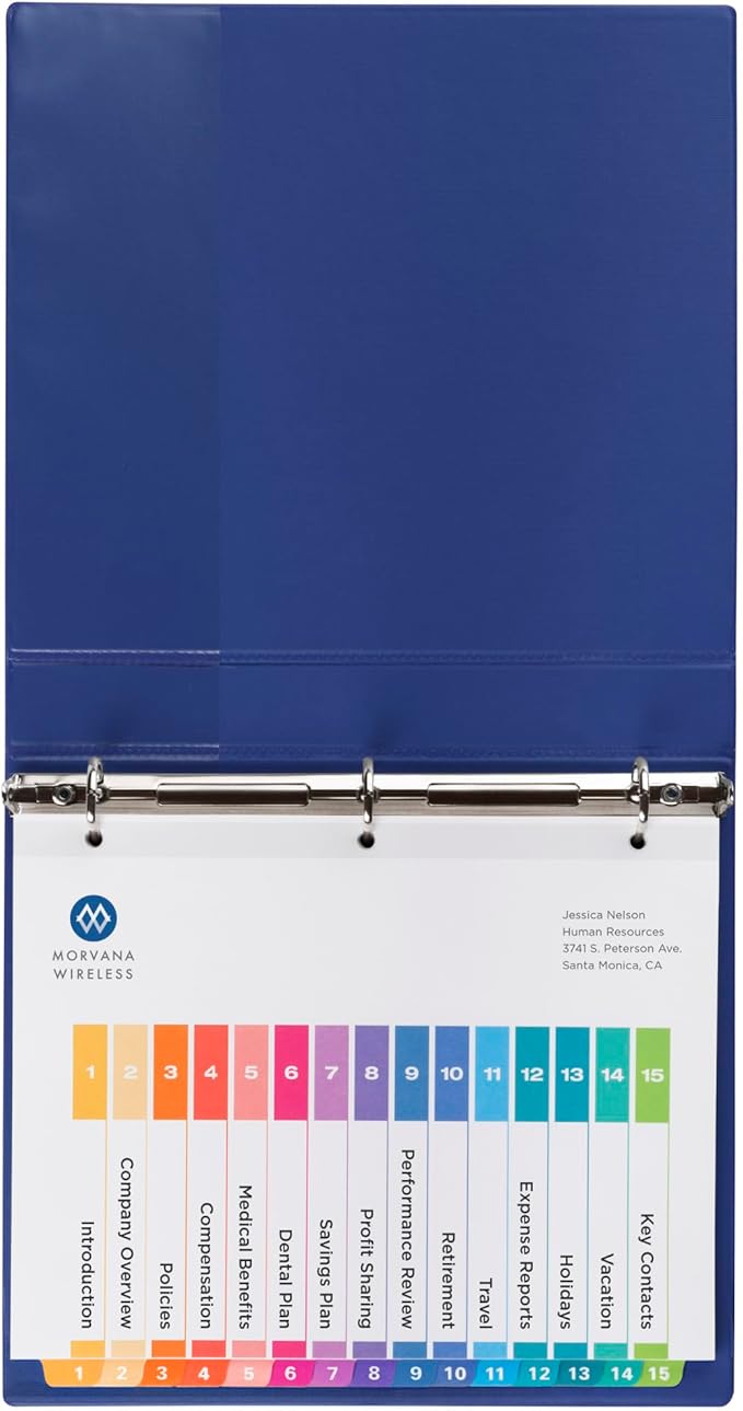 Avery Dividers for 3 Ring Binders, 15 Tabs per Set, Customizable Table of Contents, Multicolor Tabs, Great for Organizing Reports, Projects, and More (3 Sets of 11074)