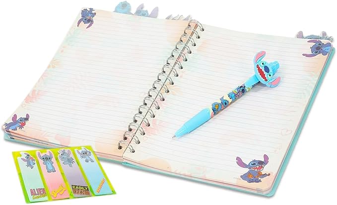 Disney Lilo & Stitch Journal Set - Bundle with Stitch and Angel Spiral Notebook with Divider Tabs Plus Stickers, Pens, More | Stitch Diary Set for Kids