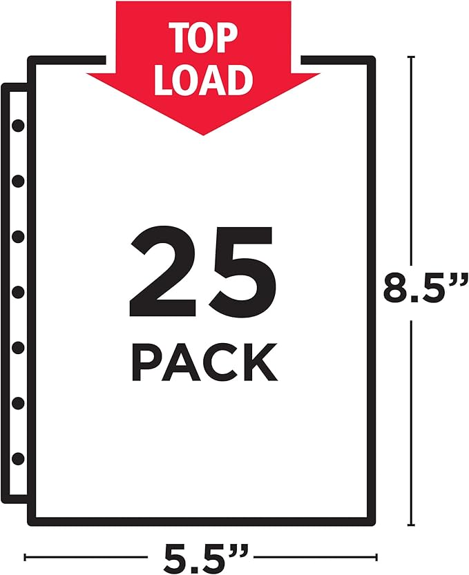 Avery Diamond Clear Heavyweight Sheet Protectors for Mini Binders, Holds 8.5" x 5.5" Sheets, 25ct (77004)