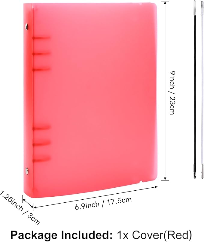 BAOFALI 2Pcs /Set A5 6 Ring Binder Cover Clean Transparent Soft PVC for Refillable Notebook Shell withMatte surfaceforStamp & Die Storage (Red)