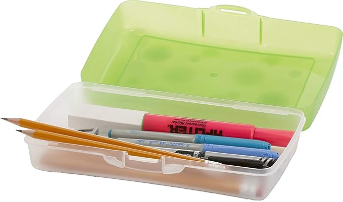 Storex Pencil Box, 8.38" X 5.63" X 2.5", Randomly Assorted Colors