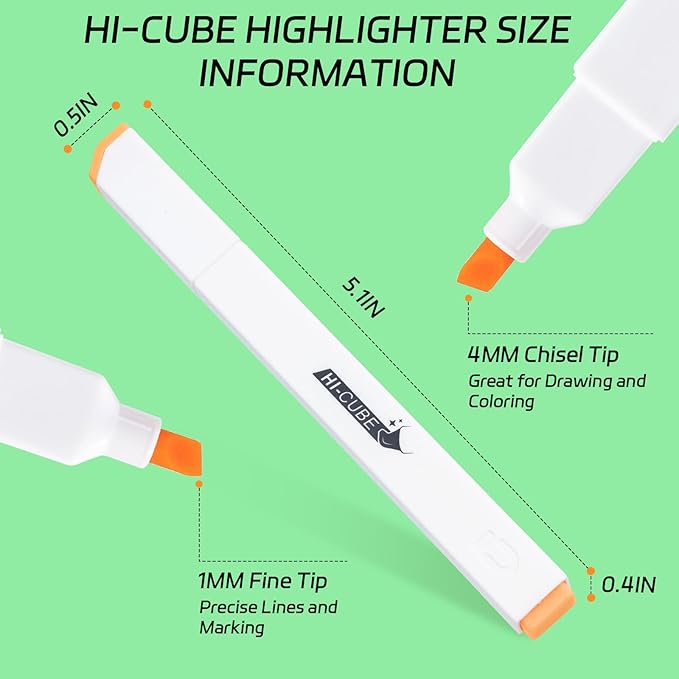 M&G HI-CUBE Highlighters, 6 Pack Pastel Colors, Soft-Nib Chisel Tip with Fat Rectangular Barrel Design, No Bleed Highlighters for Journaling, Planners, Study Notes, Creative Writing & School Supplies