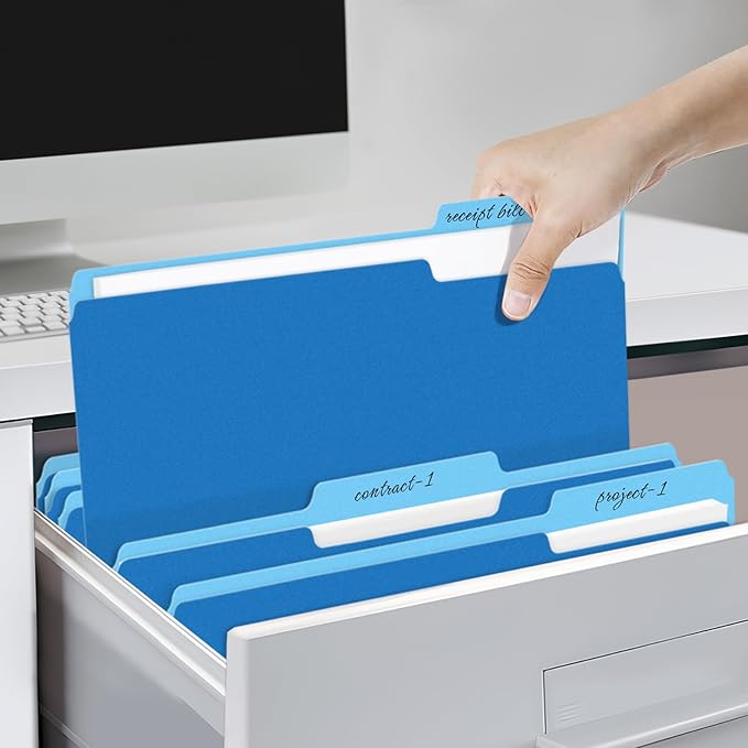 SUNEE File Folders, 18 Pack Manilla Folders 8.5 x 11, Colored Folder Office Organization Home School Folders for Documents Files Paper,Blue Colors