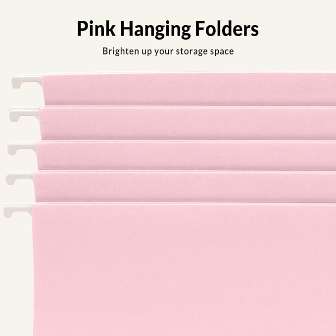 SUNEE 6 Pack Hanging File Folders, Pink Folders, Hanging File Folders Letter Size with 1/5-cut Tabs, Stay Organized for Your Home and Office Bulk File and Documents