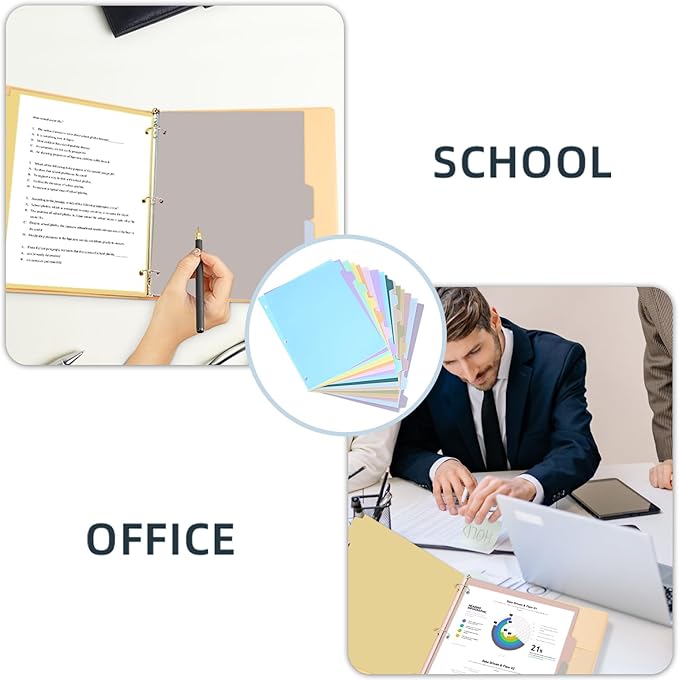 5 Tab Dividers for 3 Ring Binders, Binder Dividers with Tabs for 8.5 x 11'' Letter Size Papers, Ideal for Student Teacher, Morandi Color 3 Sets
