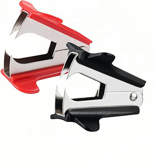 Staple Remover 2 Pack - Heavy Duty No Rip Design with Steel Teeth | Red & Black Set for Office, School, Bulletin Boards | Smooth Grip Puller