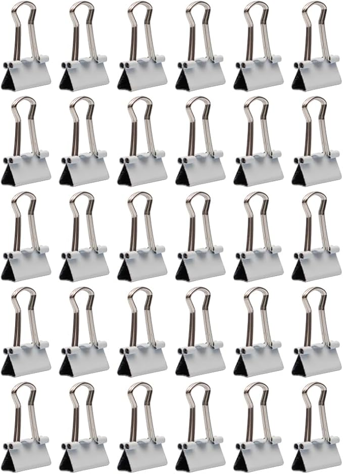 JAM PAPER Colorful Binder Clips - Extra Small - 3/5 Inch (15 mm) - White Binderclips - 30/Pack