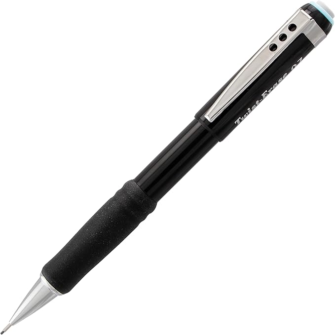 Pentel Twist-Erase III Mechanical Pencil,(0.7mm),Assorted Barrel Colors with 2 Eraser Refills (QE517BP2),(Pack of 4)