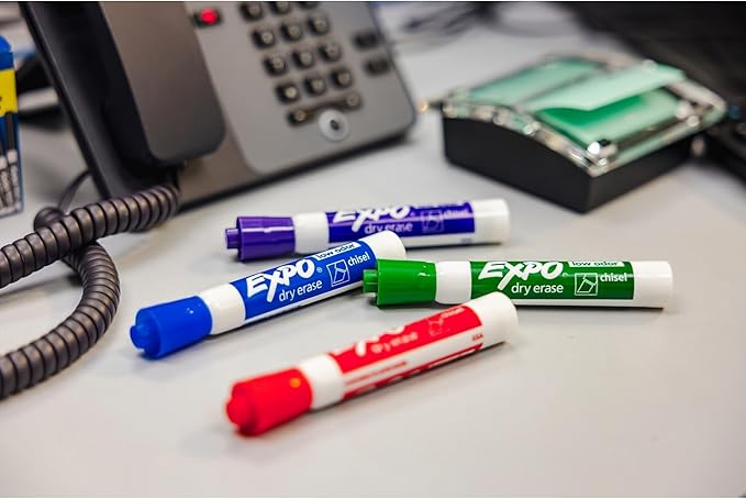 EXPO Low Odor Dry Erase Markers Chisel Tip Assorted Colors 8 Count