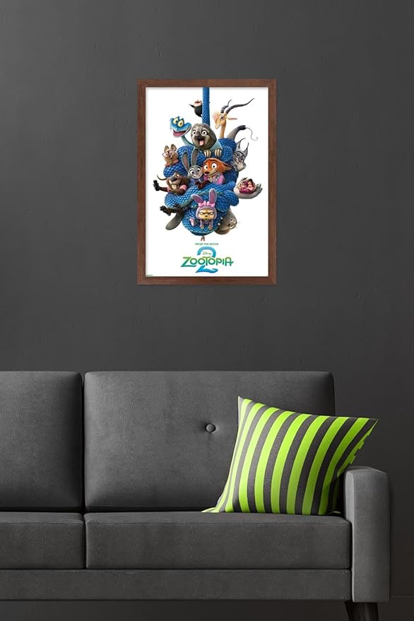 Disney Zootopia 2 (2025) - Group One Sheet Wall Poster, 22.4L" x 14.7W", Mahogany Framed Version