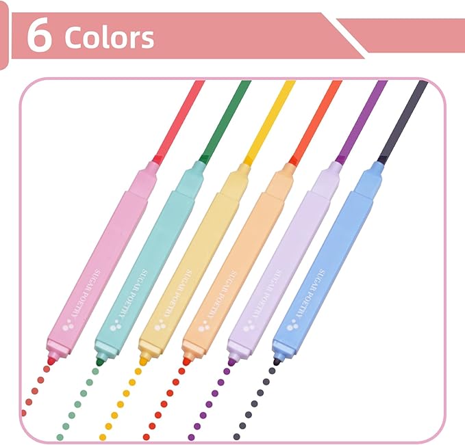 EooUooIP Aesthetic Highlighters, Cute Highlighters Dual Tip, Bible Highlighter No Bleed, Chisel and Fine Tips, Pastel Highlighter Assorted Colors for School & Office Journal DIY Home, 6 Pack