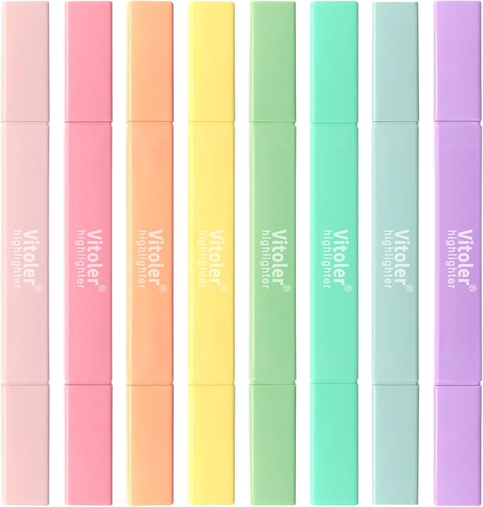Vitoler Bible Highlighters,Assorted Colors Highlighters Dual Tip,Highlighter Set for Journaling Supplies
