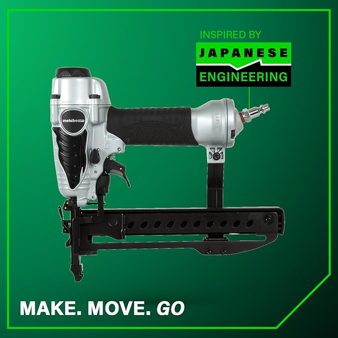 Metabo HPT Narrow Crown Stapler, Pro-Preferred Pneumatic Power Nailers, Finish Stapler for Furniture & Cabinetry, Lightweight Trim Tool, Ergonomic Design, 18 Gauge, 1/2″ to 1-1/2″ Staples, N3804AB3