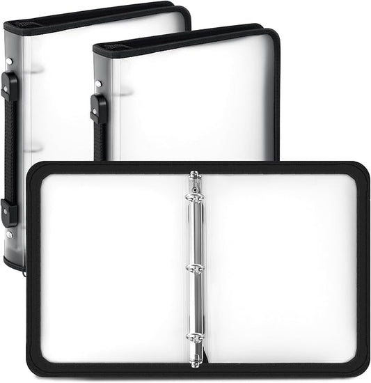Teling 2 Pcs Plastic Zipper Binders with 3 Ring Zipper Binder, Refillable File Organizer Planner for Projects, Assignments, Memos, School Work (2 Inch,White)