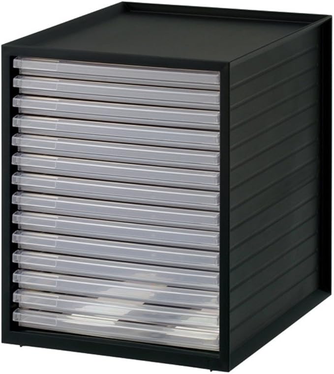 Iris Ohyama LCE-14S Ultra Shallow Type 14 Tiers A4 Letter Case, Stackable Up to 3 Tiers, Index Stickers, Drawer, Office Storage, Desk, Document Case, Storage Case, Envelopes, Clear, Storage, Tabletop,