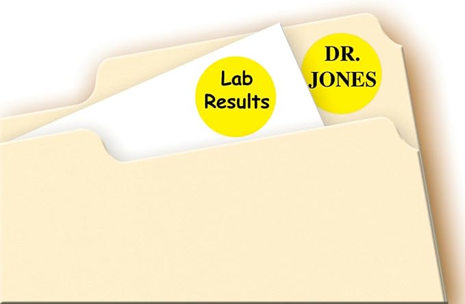 Avery Print/Write Self-Adhesive Removable Labels, 0.75 Inch Diameter, Yellow, 1,008 per Pack (5462)