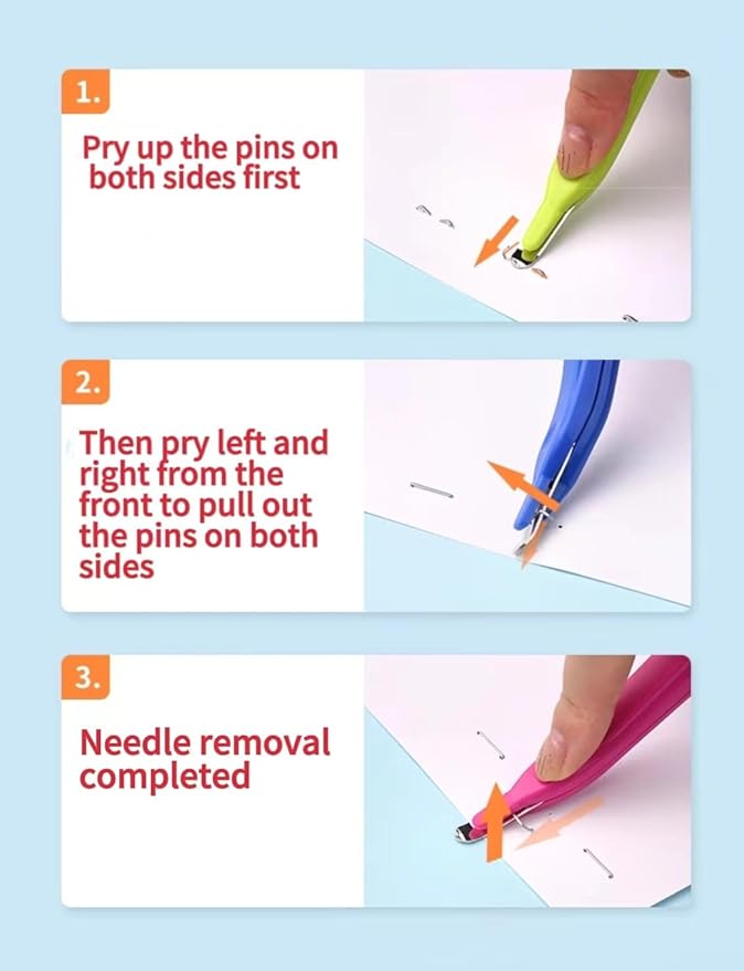 3Pink Professional Magnetic Staple Remover Puller Rubberized Staples Remover Staple Removal Tool for School Office Home