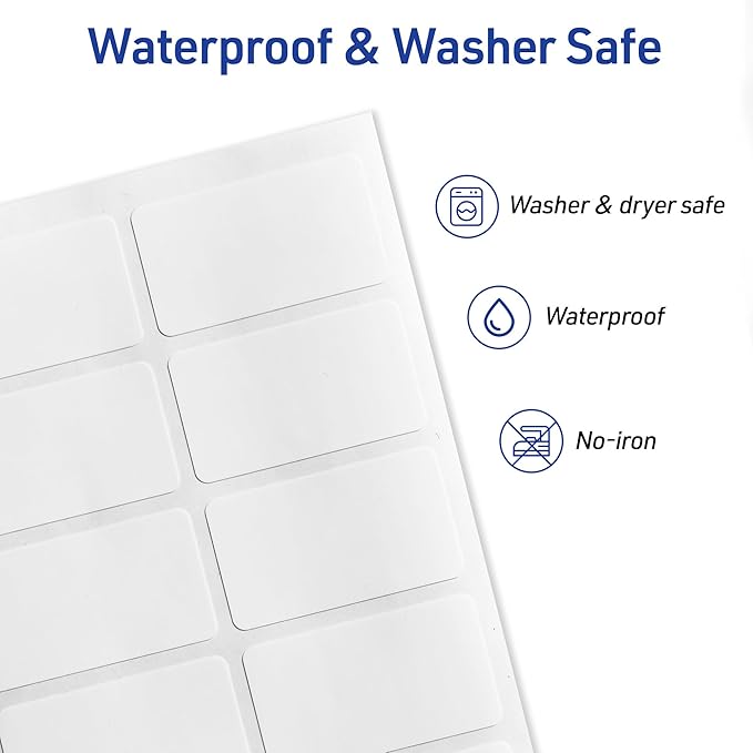 Avery No-Iron Fabric Labels, 1" x 1-3/4", Washer and Dryer-Safe Waterproof Labels, Non-Printable, 100 Total (40723)