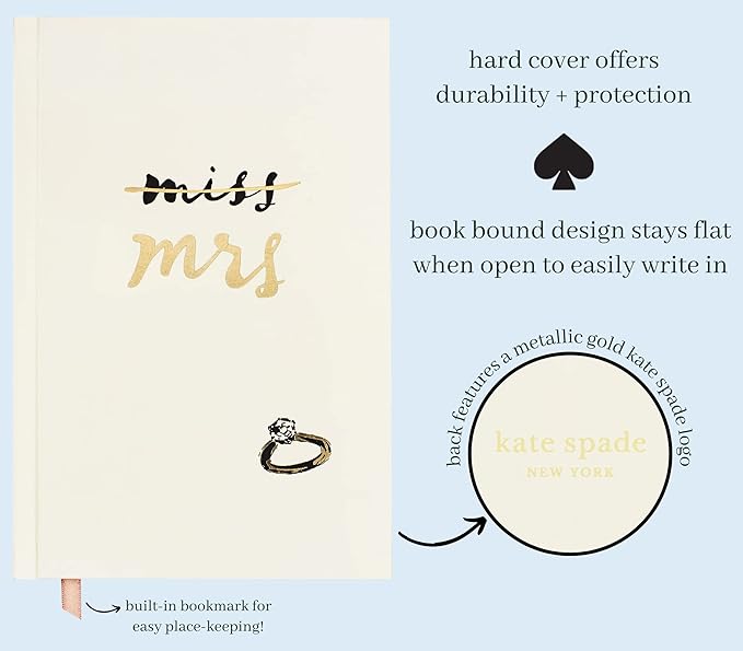 Kate Spade New York, Women's Bridal Journal, 8.25" x 5.25" Bound Notebook With 200 Lined Pages, Miss to Mrs.