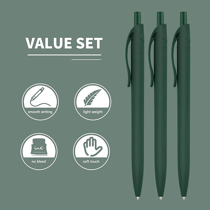 deegtran Pens Bulk, 50 Pack No Bleed Green Click Pens, Wholesale Retractable Ballpoint Pens, Pens Medium Point, Smooth Ink Pens, 1.0MM Green Ink DGMC005050-GS