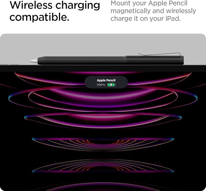 Spigen DA201 Apple Pencil Protective Case for Apple Pencil Pro and Apple Pencil 2nd Generation, Cover Sleeve with Clip and Grip, Compatible with Magnetic Charging and Double Tap - Black