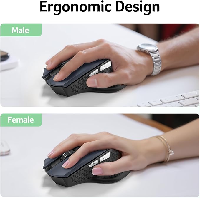 acer Wireless Mouse for Laptop, 2.4GHz Computer Mouse 3 Adjustable DPI Office Cordless USB Mice with USBA Receiver, 6 Buttons, 1600 DPI, Medium to Large Sized Hands Compatible with PC, Laptop, Desktop