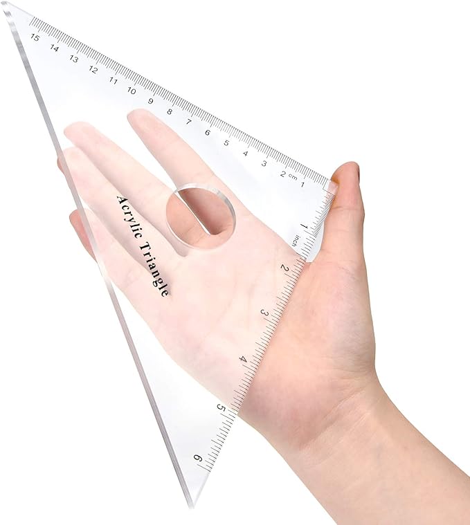 Coopay Large Triangle Ruler Set Square, 30/60 and 45/90 Degrees, Circular Hollow