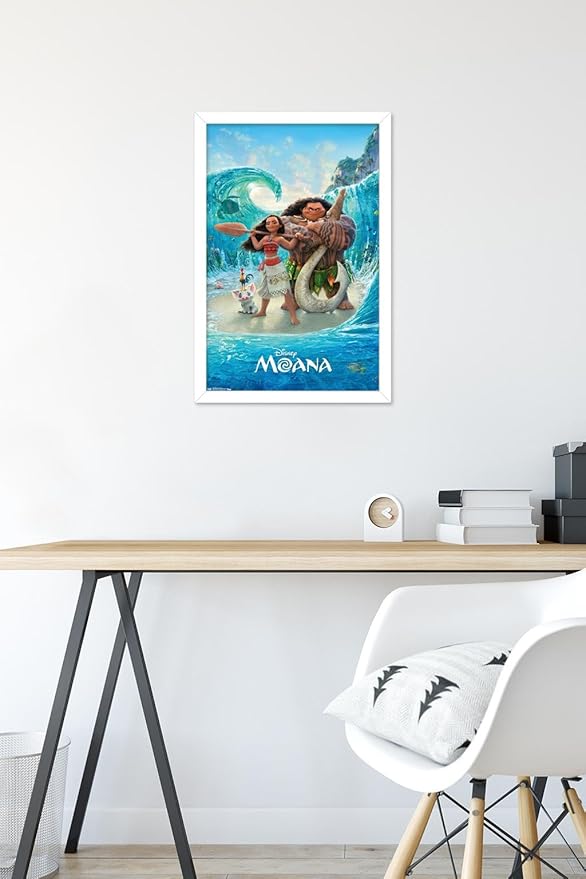 Disney Moana - Ocean Floor Wall Poster, 22.4L" x 14.7W", White Framed Version