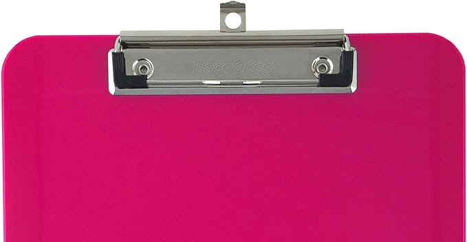 Trade Quest Plastic Clipboard Opaque Color Letter Size Low Profile Clip (Pack of 6) (Pink)
