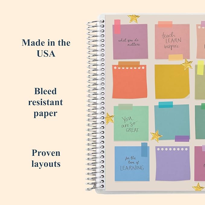 Erin Condren 7” x 9” Lined Spiral Notebook, College-Ruled Layout with 80 Lb. Paper, Motivation Notes Cover, 160 Lined Notebook Pages, Platinum Coil, Stickers Included