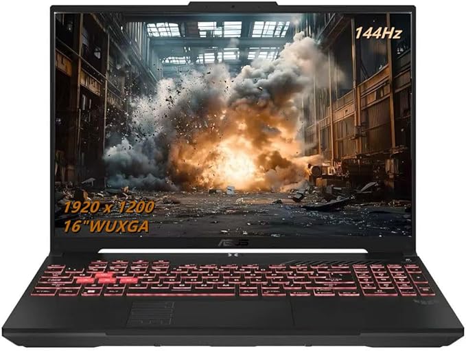 ASUS TUF Gaming A16 Laptop, 16”FHD + 144Hz Gaming Laptop, AMD Ryzen 7-7445HS, NVIDIA GeForce RTX 4050, 16 GB DDR5, 512 GB SSD, BK, Gray, Windows 11 Home, TWE Laptop Foldable Stand