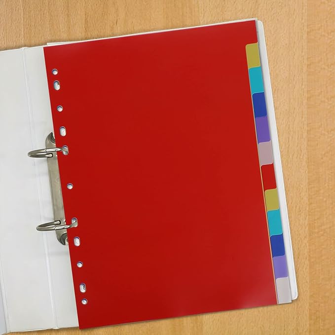 48 Tab Binder Dividers 3 Ring Plastic Binder Dividers with Tabs, Multicolor Notebook Dividers for 2/3/4/11 Ring Binders, Letter Size (8.2×11.6 Inch)