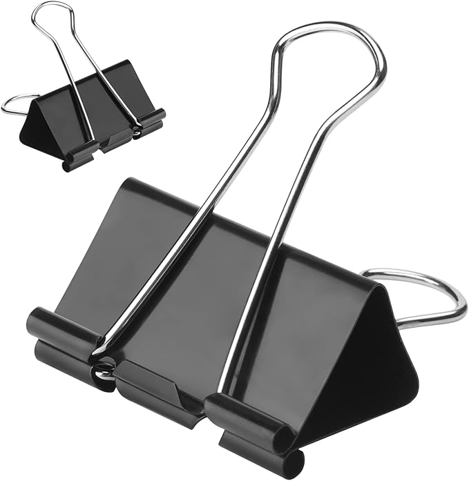 48 Pack XL Binder Clips 2 Inch Paper Clip Large Binding Clip, Jumbo Paperclips Bulk, Heavy Duty Big Paperwork Clamp Black, School Teachers Office and Kitchen Home Supplies