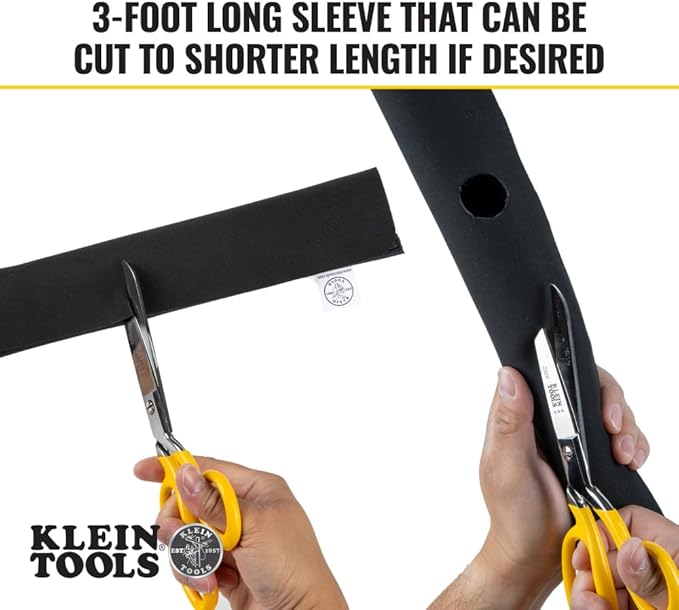 Klein Tools 450-320 Cable Management Sleeve, Cord Management for Home, Office or Job, 1-1/4-Inch Max Diameter, 3-Foot Length, Black, 2-Pack