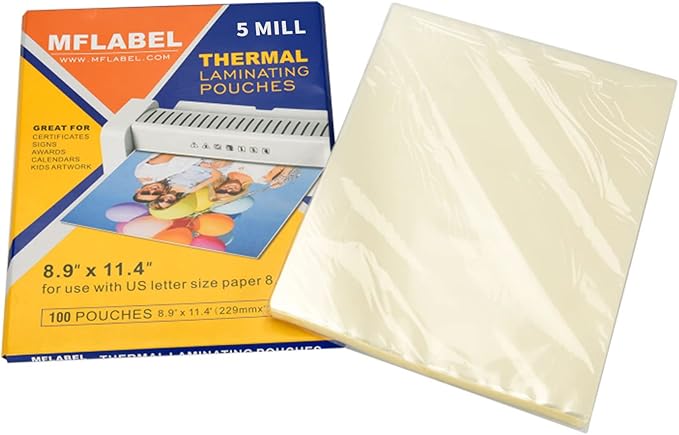 MFLABEL Thermal Laminating Pouches, 8.9 x 11.4-Inches Clear Thermal Laminating Plastic Paper Laminator Sheets for Photos Files Drawings for Use with Thermal Laminators 5 mil 1500-Pack