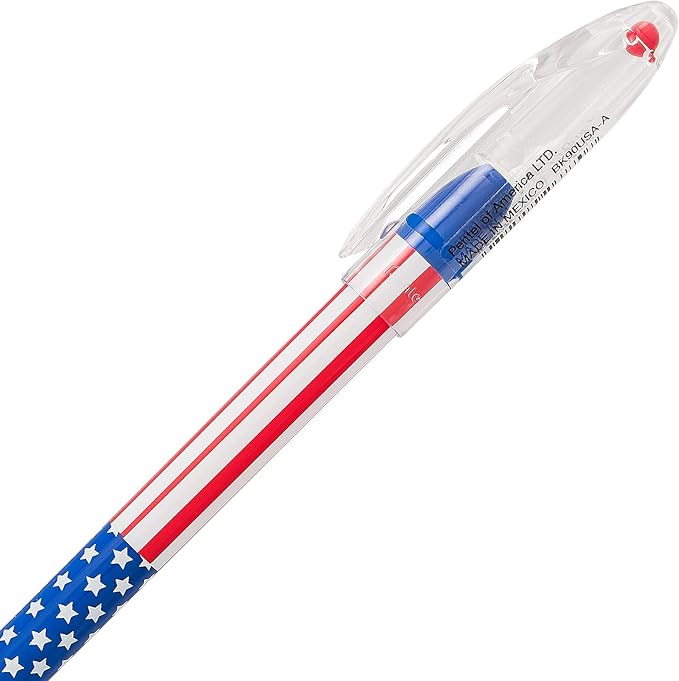 Pentel RSVP Ballpoint Pen, (0.7mm) Fine Line, Flag Barrel, Black Ink,(12 count)- Pack of 2