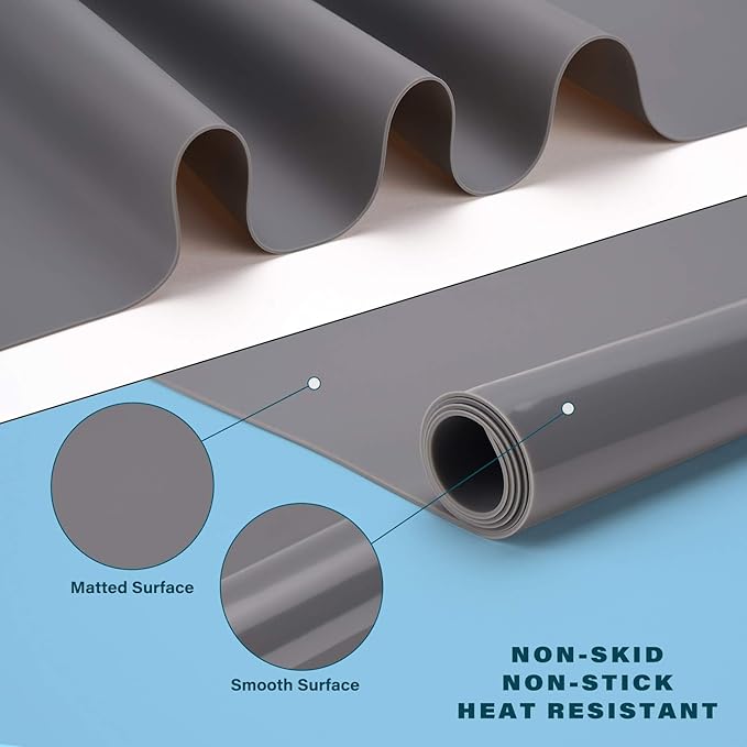 Gartful Silicone Craft Sheet Dark Gray 27.6" x 19.7" - Large Nonstick Nonskid Desk Work Mat & Countertop Protector