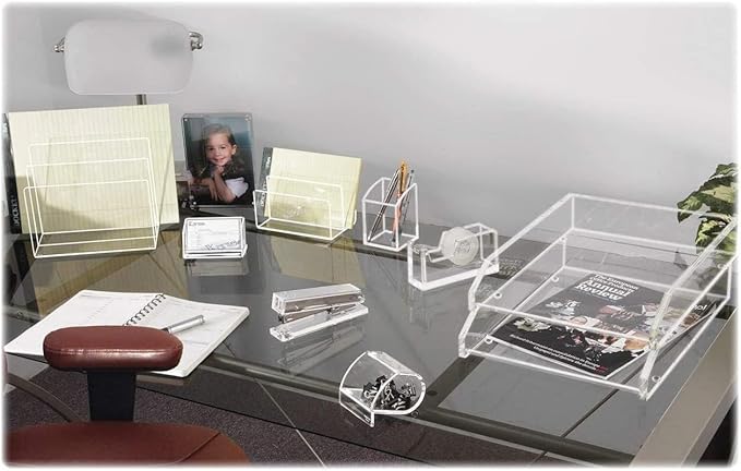 Kantek Clear Acrylic Desk File, 3 Sections, Letter To Legal Size Files, 8" X 6.5" X 7.5", Clear